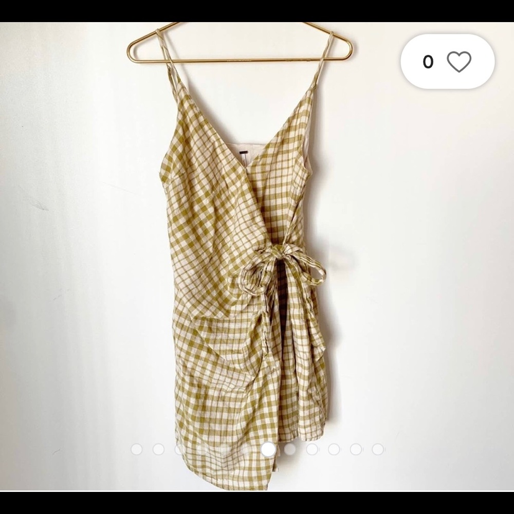 Free People Nodia Wrap Summer Gingham Mini Dress Size 12